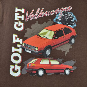 Volkswagen VW Golf GTI Graphic T-Shirt Mens L Brown 1991 Vintage Car Retro Tee